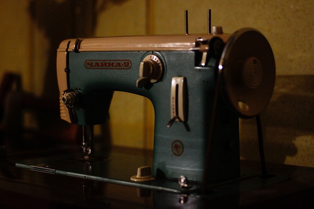 old blue color sewing machine
