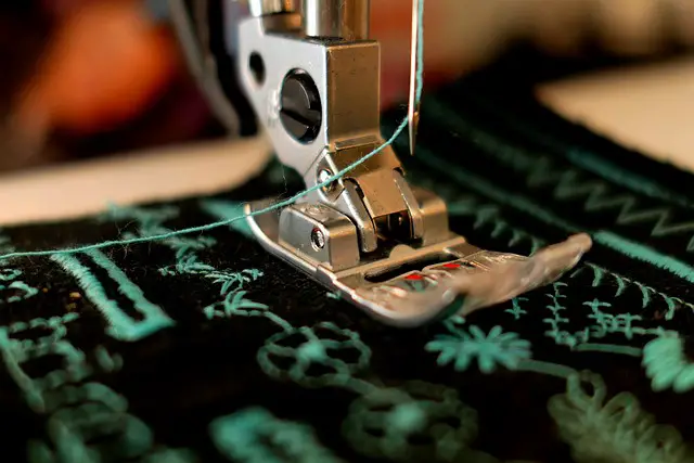 fabric under sewing machine