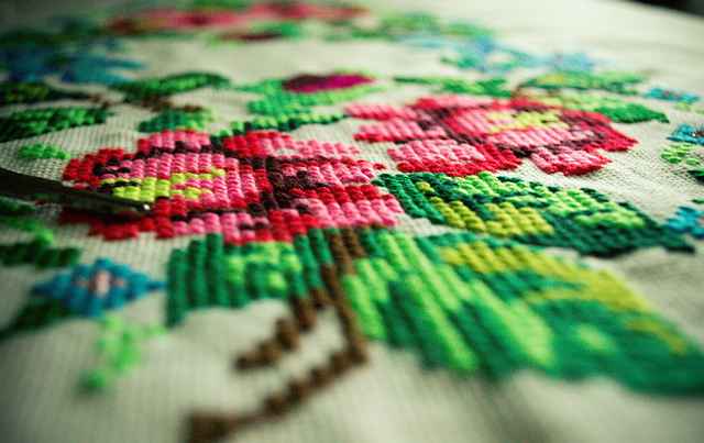 beautiful embroidery on fabric
